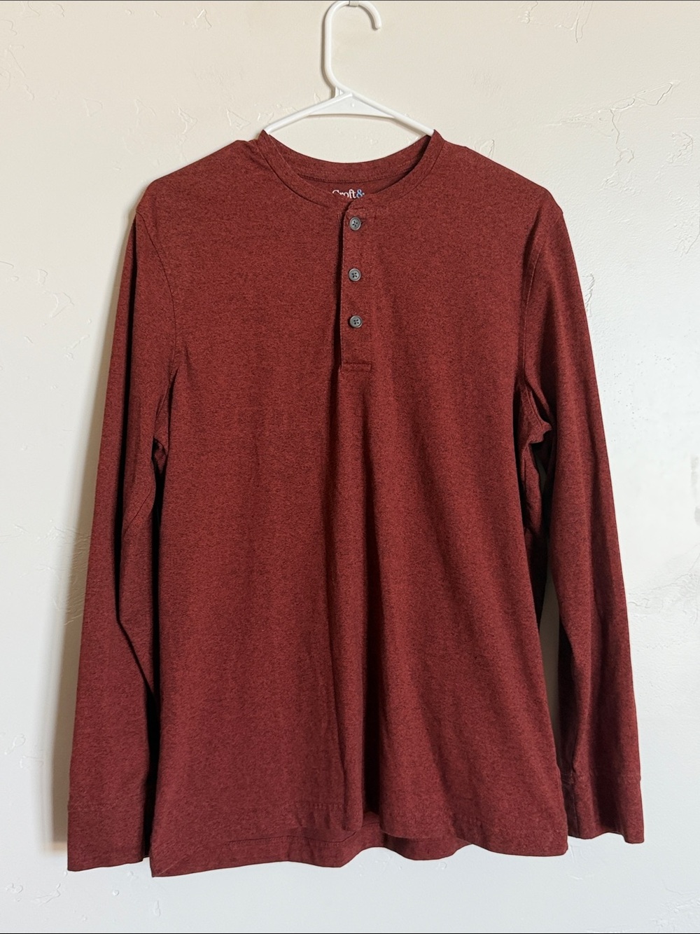 croft & barrow Men's Long-Sleeve Henley Brick Red